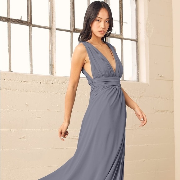 LULU’S Heavenly Hues Denim Blue Maxi Dress - Picture 3 of 6